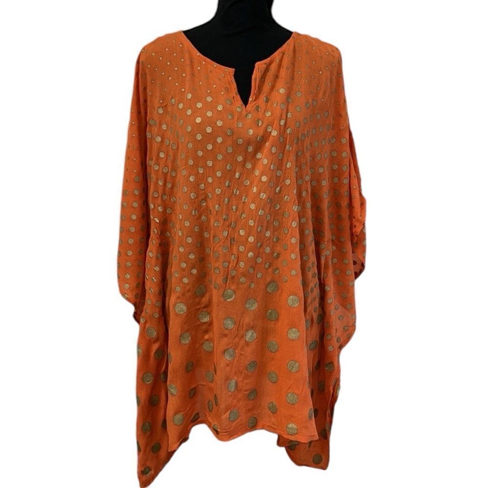 Belma Orange Pullover Poncho(Size Plus)
